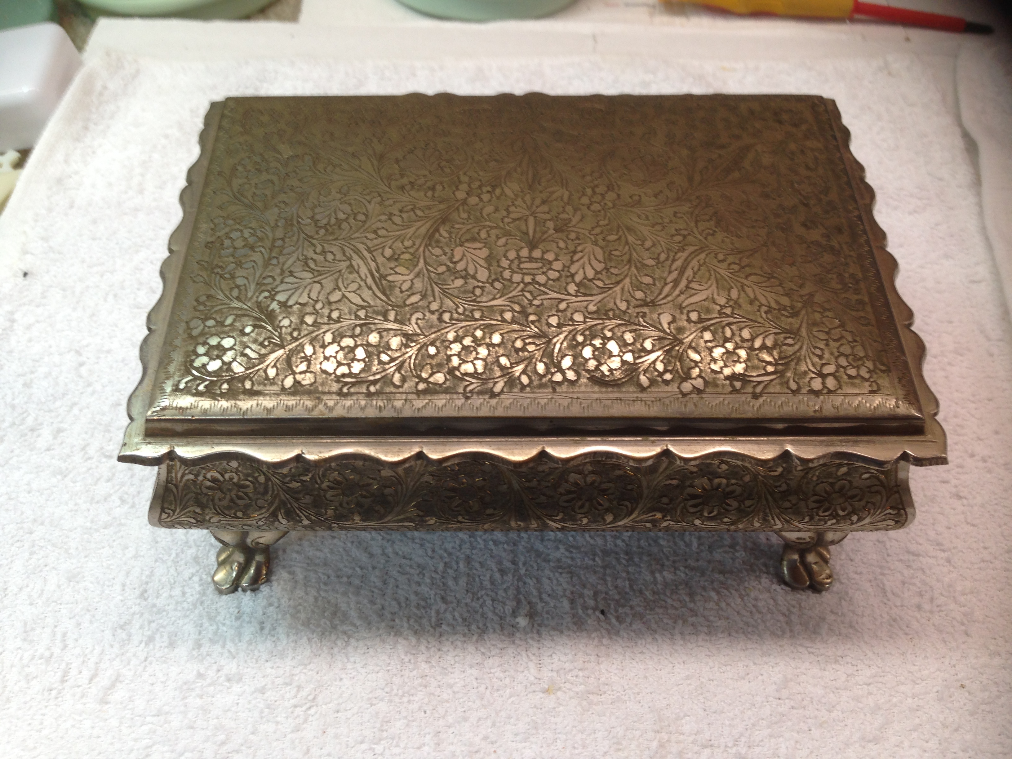 Antique Pewter Music Box