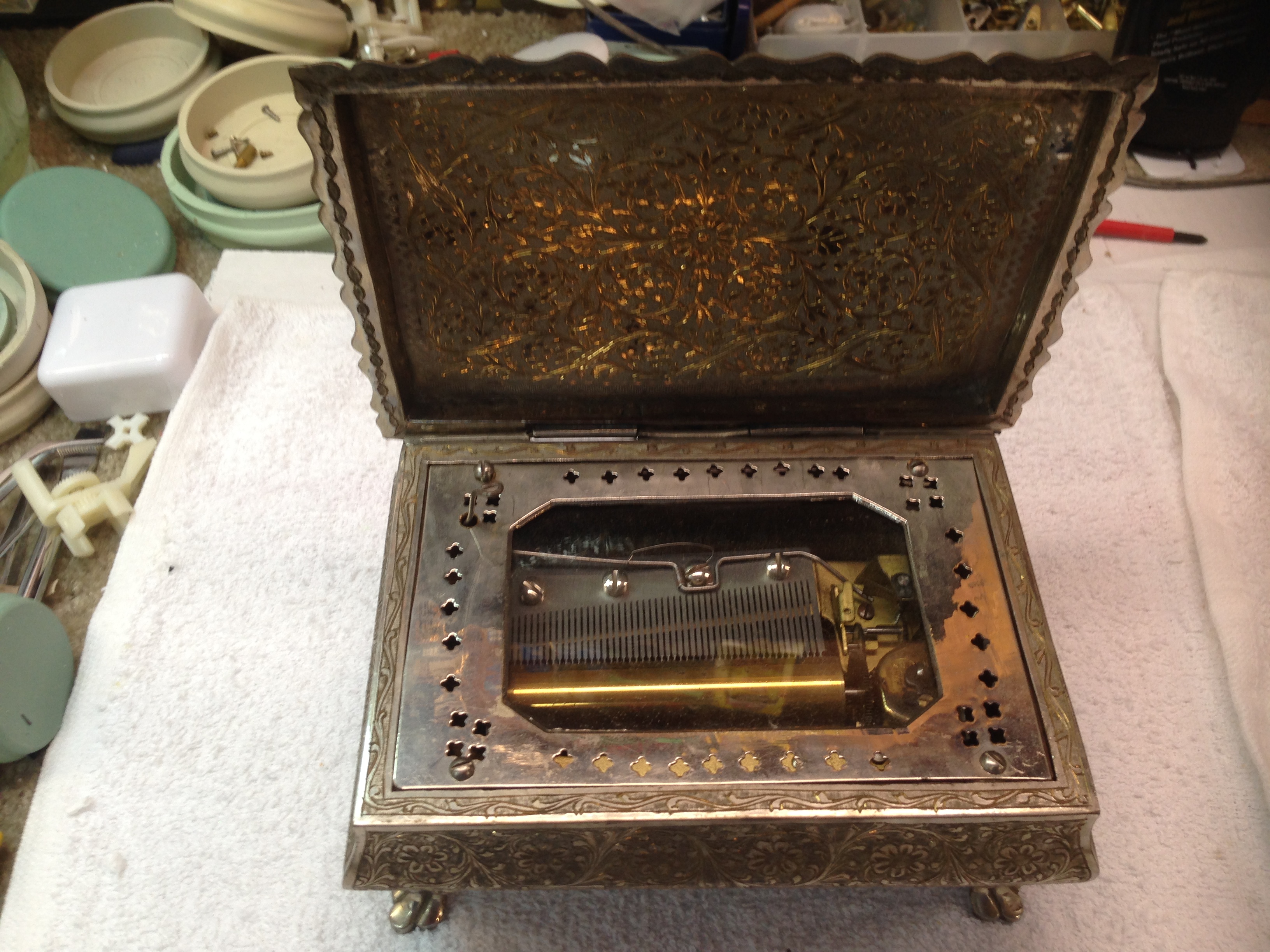 Antique Music Box Open